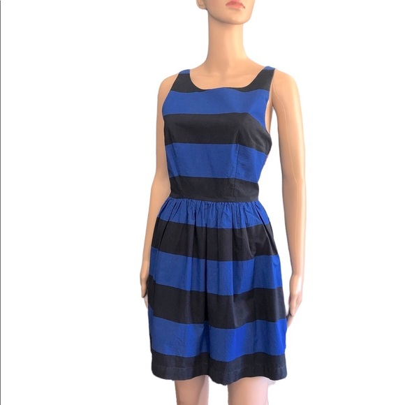 Abercrombie & Fitch Dresses & Skirts - Abercrombie Blue Striped sleeveless tank fit and flare pleated dress size 10